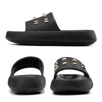 1 x RAW Customer Returns AX BOXING slippers women summer floppy cloud shoes platform pummys non-slip cozislides soft slippers size 36-41 EU black, 39 EU  - RRP €22.99