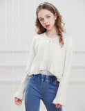 1 x Brand New GRACE KARIN Girls Bolero 116 Children Cardigan Knitted Cardigan 122 Long Sleeve Shoulder Jacket Ivory White - RRP €27.6