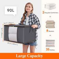 1 x RAW Customer Returns Lifewit 6 Pack 90L Storage Bag, Storage Box with Lid, Large Clothes Storage Moving Boxes, Foldable Storage Boxes for Duvets, Blankets, Clothes, Underbed Wardrobe, Gray - RRP €27.53