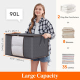 1 x RAW Customer Returns Lifewit Pack of 6 90L Storage Bags, Storage Box with Lid, Large Clothes Storage Moving Boxes, Foldable Storage Boxes for Duvets, Blankets, Clothes, Underbed Wardrobe, Grey - RRP €25.99