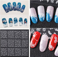 1 x Brand New Frcolor 3D Nail Stickers Christmas Snowflake Nail Art Decals Nail Art Slices Glitter DIY Decorations 12 Sheets - RRP €6.04