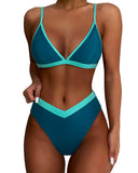 1 x RAW Customer Returns DOULAFASS V-shaped waist bikini women set high cut triangle bikini 2pcs swimwear - RRP €39.31