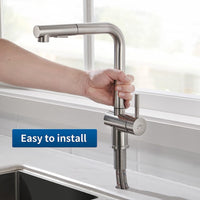 1 x RAW Customer Returns Auralum low-pressure kitchen tap, kitchen tap, extendable kitchen tap, stainless steel kitchen tap, sink tap with shower, two water jet types, mixer tap 360 rotatable for boiler - RRP €55.66