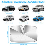 1 x RAW Customer Returns Oziral Car Sun Shade for Front Windows Improved Foldable Parasol Windshield UV Protection 360 Rotation Bendable Shaft Protect Your Car from Scratches 140 79 cm 55 31 inches  - RRP €16.81