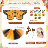 1 x Brand New SATINIOR Monarch Butterfly Costume Set for Kids Girls Butterfly Wings Tulle Tutu Skirt Butterfly Headband Face Stickers with Butterfly Gems Brooches for Carnival Cosplay - RRP €20.4