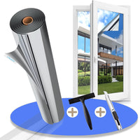 1 x RAW Customer Returns Gufoltie UV protection sun protection film window inside or outside 44.5 200cm mirror film window privacy protection self-adhesive window film residue-free thermal film window against heat silver - RRP €14.85