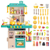 1 x RAW Customer Returns deAO Children s Toy Kitchen, Children s Kitchens Includes 50 Accessories, Faucet with Water Pump, Lights, Sounds and Steam, Educational Kitchen Set for Children, Birthday Gifts, Christmas Gifts 3 Years - RRP €49.4