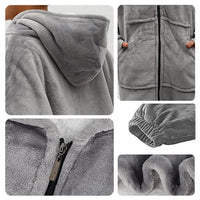 1 x RAW Customer Returns O Women s Winter Blanket - Men s Winter Blanket with Zipper Closure, Sleeves and Hood - Fleece Blanket Robe for Women and Men - Ideal for Winter Nights - One Size - Blue - RRP €29.9