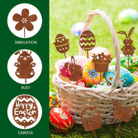 1 x RAW Customer Returns HEYIDAMAI Easter garden stakes, 13 pieces garden stakes, rust Easter, rust decoration Easter, garden stakes spring, garden decoration Easter, garden decoration Easter for outdoors, Easter bunny decoration outside. - RRP €15.12