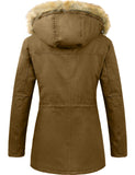 1 x Brand New Uoiuxc Women s Winter Parka Coat Jackets Warm Windproof Jacket with Detachable Hood Khaki,M  - RRP €92.98