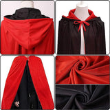 2 x Brand New ZYYRSS Halloween Vampire Capes, Black Red Reversible Unisex Cloak Hood Cape for Halloween Christmas Witch Cosplay Small  - RRP €23.18