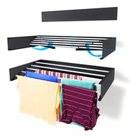 1 x RAW Customer Returns Step Up Clothes Rack - Wall Mounted - Extendable - Foldable Clothes Rack for Indoor or Outdoor Use - Space Saving, Compact Design, 25kg Load Capacity, 6m Cable 70cm - Grey  - RRP €82.99