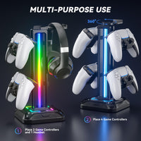 1 x RAW Customer Returns KDD Headset Holder RGB with 9 Light Modes - Controller Holder Desk - Rotatable Gaming Headphone Stand Removable Controller Hook for Gamer PC Xbox ONE PS5 Gaming Accessories Black  - RRP €30.0