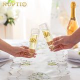 1 x RAW Customer Returns NUPTIO champagne glasses with engraving champagne glasses wedding for the bride and groom double-walled champagne glasses wedding glasses prosecco glasses personalized gold, set of 2 with gift box - RRP €20.5