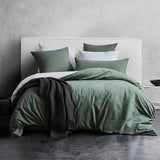 1 x RAW Customer Returns SOULFUL bed linen 135x200 cotton 4 pieces, bed linen sets sage green with zipper, similar texture to stone washed linen, contains 2 duvet covers 135x200 and 2 pillowcases 80x80 - RRP €68.99