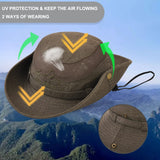 1 x RAW Customer Returns KeepSa Cotton Sun Hat Men s Summer Hat UV Protection Hiking Hat Fishing Hat Trekking Foldable Safari Hat with Chin Strap Outdoor Bush Hat Hiking Bucket Hat - RRP €18.04