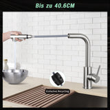 1 x RAW Customer Returns DJS kitchen faucet extendable with shower two water jet types, kitchen mixer tap 360 swivel, kitchen fitting stainless steel, brushed nickel - RRP €60.99