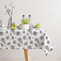 1 x Brand New STARUBY Dirt-repellent PVC table linen, 140 x 160 cm waterproof wipeable tablecloth, waterproof plastic tablecloth for the kitchen, water-repellent, floral pattern in gray - RRP €20.4