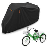 1 x RAW Customer Returns QZMVER Tricycle Cover for Adults, PU Waterproof Bicycle Cover, Tricycle for Adults with High Water Pressure, Three-wheeled Bicycle Cover, Tricycle Cover Black, 191 77 112 cm  - RRP €30.24