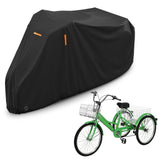 1 x RAW Customer Returns QZMVER Tricycle Cover for Adults, PU Waterproof Bicycle Cover, Tricycle for Adults with High Water Pressure, Three-wheeled Bicycle Cover, Tricycle Cover Black, 191 77 112 cm  - RRP €30.24