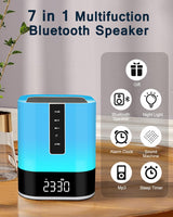 1 x RAW Customer Returns Bluetooth speaker with light, children s alarm clock, white noise machine, bedside lamp touch dimmable, 48 RGB color changing LED table lamp, gifts for girls young teenager birthday gift - RRP €39.99