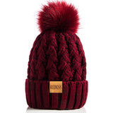 2 x Brand New REDESS Women s Winter Pompom Beanie Hat Fleece Lined Warm Hats, Thick Casual Snow Knit Hat for Women - RRP €31.96