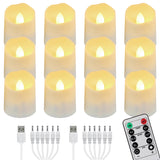 1 x RAW Customer Returns FREEPOWER 12 Rechargeable LED Tea Lights with Remote Control Timer Flickering Warm White Dimmable Electric Rechargeable Candles with 2 USB Cables, Decoration for Christmas Halloween Party Family - RRP €31.46