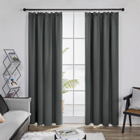 1 x RAW Customer Returns Deconovo opaque curtain with ruffle tape, children s room thermal curtain, cold protection, 240 x 140 cm height x width , dark grey, set of 2 - RRP €53.49