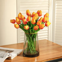 1 x RAW Customer Returns Kisflower 30pcs Artificial Tulips Latex Tulips Flowers Fake Tulip Bouquet Real Touch Flowers for Decor Orange  - RRP €24.32