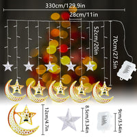 3 x Brand New Herefun Ramadan Mubarak Lamp Decorations, Stars Moon Curtain Lights with 8 Flashing Modes, LED String Lights Ramadan Decoration for Indoor, Party, Christmas Mond Tern  - RRP €57.6