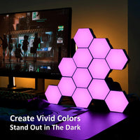 1 x RAW Customer Returns Hexagonal Smart Panel with Touch Remote Control, with Neon RGB LED Night Light, DIY Geometry Splicing Panel for Bedroom Living Room Party, 6 Pack - RRP €50.39