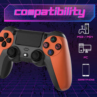 1 x RAW Customer Returns NK Wireless Controller for PS4 PS3 PC Mobile - Wireless Controller with Dualshock, 6-axis detection function, LED light, touch panel, headphone jack, incl. charging cable - Orange - RRP €22.0