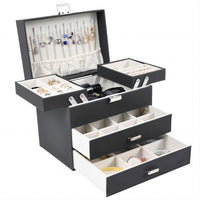 1 x RAW Customer Returns Dajasan jewelry box, jewelry storage, 4 levels jewelry box with 2 drawers, large jewelry box for rings, earrings, necklaces, watches, bracelets black  - RRP €39.31