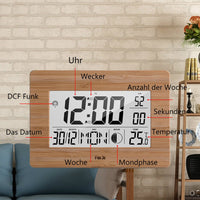 1 x RAW Customer Returns FanJu FJ3530 Digital Alarm Clock Radio Battery Operated Large Table Clock with Extra Large Display, Indoor Temperature, Moon Phase, Snooze Function, Calendar Alarm Clock for Home. - RRP €23.27