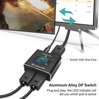 1 x RAW Customer Returns Ozvavzk DP Switch 2 in 1 Out Bi-Directional Displayport Splitter 1 in 2 Out Display Port Switch 4K 60Hz 2K 1080P 120Hz Converter Supports 3D for PC Laptop Projector Monitor Box PS5 4 3 - RRP €18.13