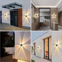 1 x RAW Customer Returns Comely 2 Pack LED Wall Lights Outdoor Indoor, Creative Pentagram Wall Lamp Warm White 3000K, IP65 Waterproof, Modern Aluminum LED Outdoor Wall Light for Garden Porch Garage Black  - RRP €30.96