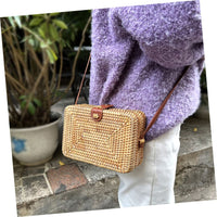 1 x RAW Customer Returns TENDYCOCO 2 Pieces Rattan Bag Women s Handbag Clutch Boho Leather Bag Rattan Fabric Rattan Bag with Shoulder Strap Boho Fabric Shoulder Bag, as shown in the picture., 19x13cm - RRP €58.8