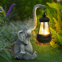 1 x RAW Customer Returns flintronic elephant decoration with solar lantern garden figures, elephant solar lamps with weatherproof solar lamp, resin sculpture animal statues, garden lights solar - RRP €25.2