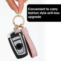 1 x Brand New Amabro Leather Car Key Fob, Universal Leather Key Fob Holder with Diamond Anti Loss D Ring 360 Degree Rotating Car Key Fob for Men Pink  - RRP €27.6