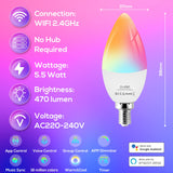 1 x RAW Customer Returns WLAN Smart LED Lamp E14 5.5W Dimmable Candle Light Bulb Warm White-Cold White and RGB Multicolored Bulb, WiFi Lamp Compatible with Alexa Google Assistant, Control via APP, No Hub Required, Pack of 4 - RRP €34.27