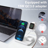 1 x RAW Customer Returns XIMU Wireless Charger, 3 in 1 Fast Charging Station Wireless Charger with 15W QC 3.0 Adapter Compatible with iPhone 14 13 Pro 13 13 Pro Max 12 Pro 11 Apple Watch 7 6 SE 5 Air Pods 3 - RRP €20.33