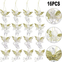 1 x RAW Customer Returns 16 Pieces Small Angel Christmas Tree Hangings, Mini Angel Christmas Tree Decorations with Golden Wings for Christmas Tree, Gift Hangers, Advent Wreaths - RRP €13.09