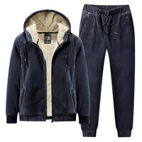 1 x RAW Customer Returns amropi Tracksuit Men s Winter Jacket Hoodie and Jogging Bottoms Warm Fleece Jogging Suit Navy, L  - RRP €62.94