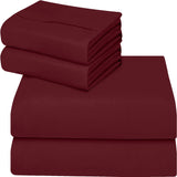 1 x RAW Customer Returns Utopia Bedding 4 Piece Sheet Set 150x200 - Brushed Microfiber Polyester - Fitted Sheet, Flat Sheet and 2 Pillowcases Bed 150, Burgundy  - RRP €20.52