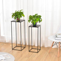 1 x RAW Customer Returns VINCIGANT flower stand plant stand nesting table plant table with metal frame decorative table scratch-resistant, flower stool metal set of 2 black - RRP €55.45