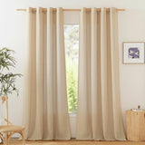 1 x RAW Customer Returns PONY DANCE Boho curtains linen curtains living room eyelet curtain set of 2 H 245 x W 140 cm linen look curtains semi-transparent linen curtains for living room linen curtain camel hair color - RRP €37.26