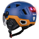 1 x RAW Customer Returns ILM Smart Bluetooth Bicycle Helmet Women Men with Visor Warning Brake LED Light Sensor Light Function Head Tilt Flashing Trigger Model E3-12LSBT, Bluetooth Blue-Yellow, L XL - RRP €149.14