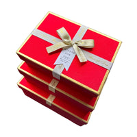 1 x RAW Customer Returns Red glittering gift box, set of 3 rectangular gift boxes with gold bow - packaging box suitable for flowers, gifts of all kinds, for lovers, children, seniors, friends red  - RRP €20.33