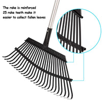 1 x RAW Customer Returns Yangbaga stainless steel adjustable broom leaf rake unisex and adjustable length 97-160cm, garden broom wobble-free work garden - fan broom, waterproof, garden tools - RRP €25.99