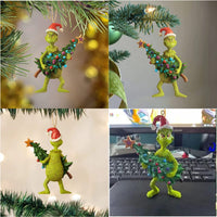 1 x RAW Customer Returns Analysis Welcome Christmas Ornament Merry Christmas from Grinch with Heart 2022 for Tree Family Friend Holiday Atmosphere Decorations B  - RRP €9.06